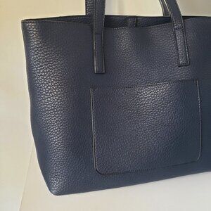 Dark Navy Blue Leather Purse w/ accessory bag